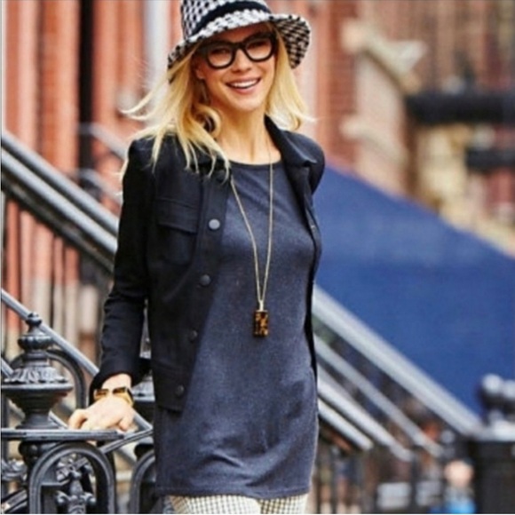 CAbi #3240 Recess Jersey Knit Tunic Top Blouse Shirt Charcoal Gray Scoop Neck - Picture 9 of 10